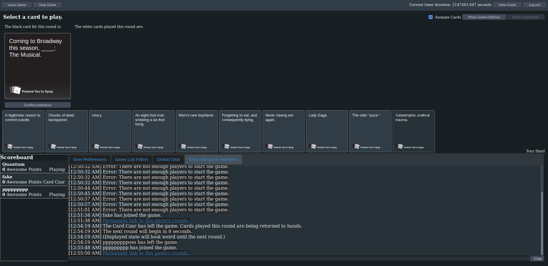 Pretend You're Xyzzy Dark Blue