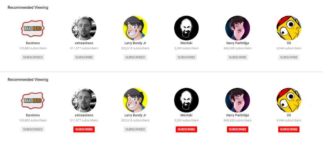 YouTube - Make Subscribe buttons red