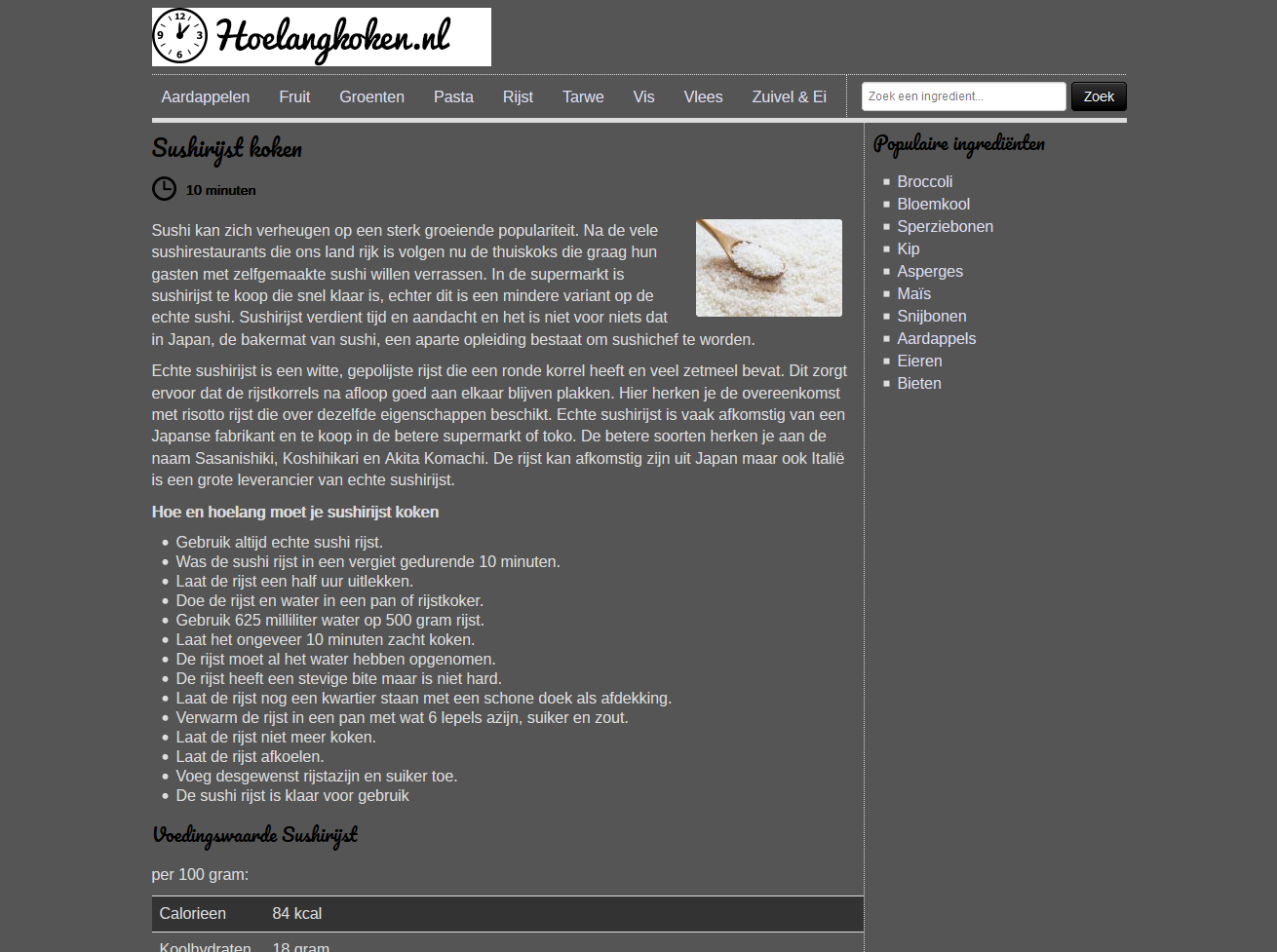 hoelangkoken.nl dark theme