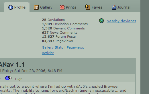 deviantART -- User Page Side-Links Cleanup