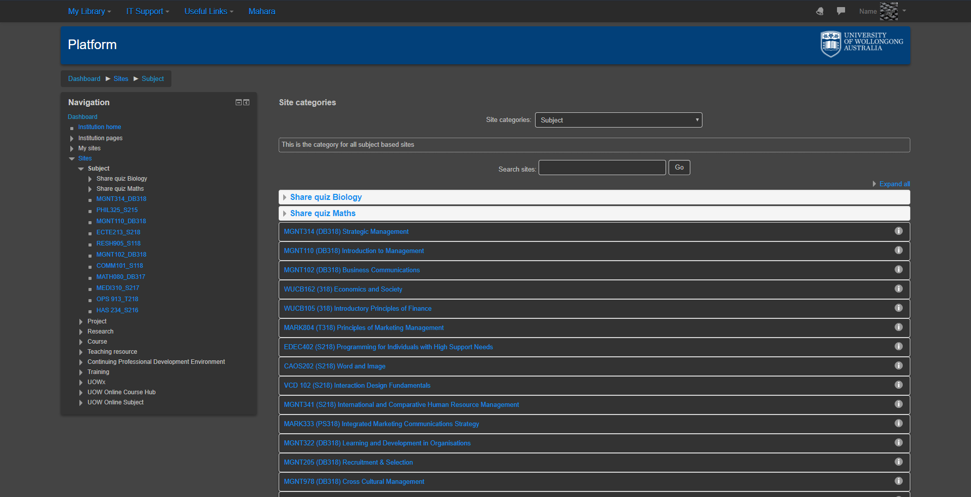 Moodle Dark Mode for UOW