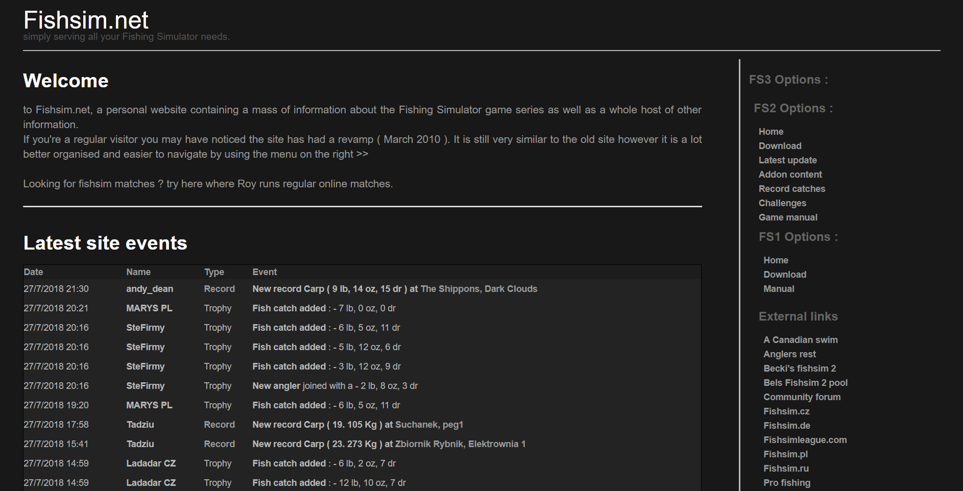 Simple Fishsim.net Dark Theme