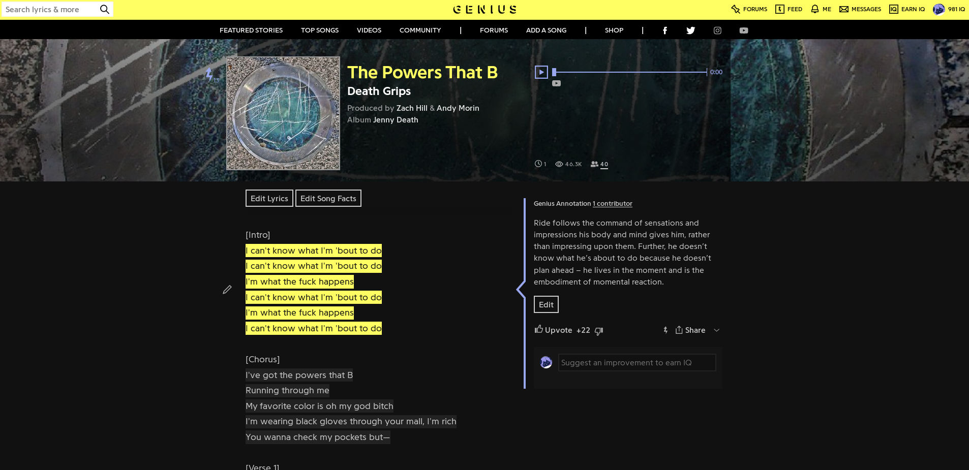 Genius.com - Dark (June 2019) - New Homepage