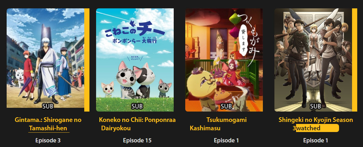 Gogoanime visited link (watched)