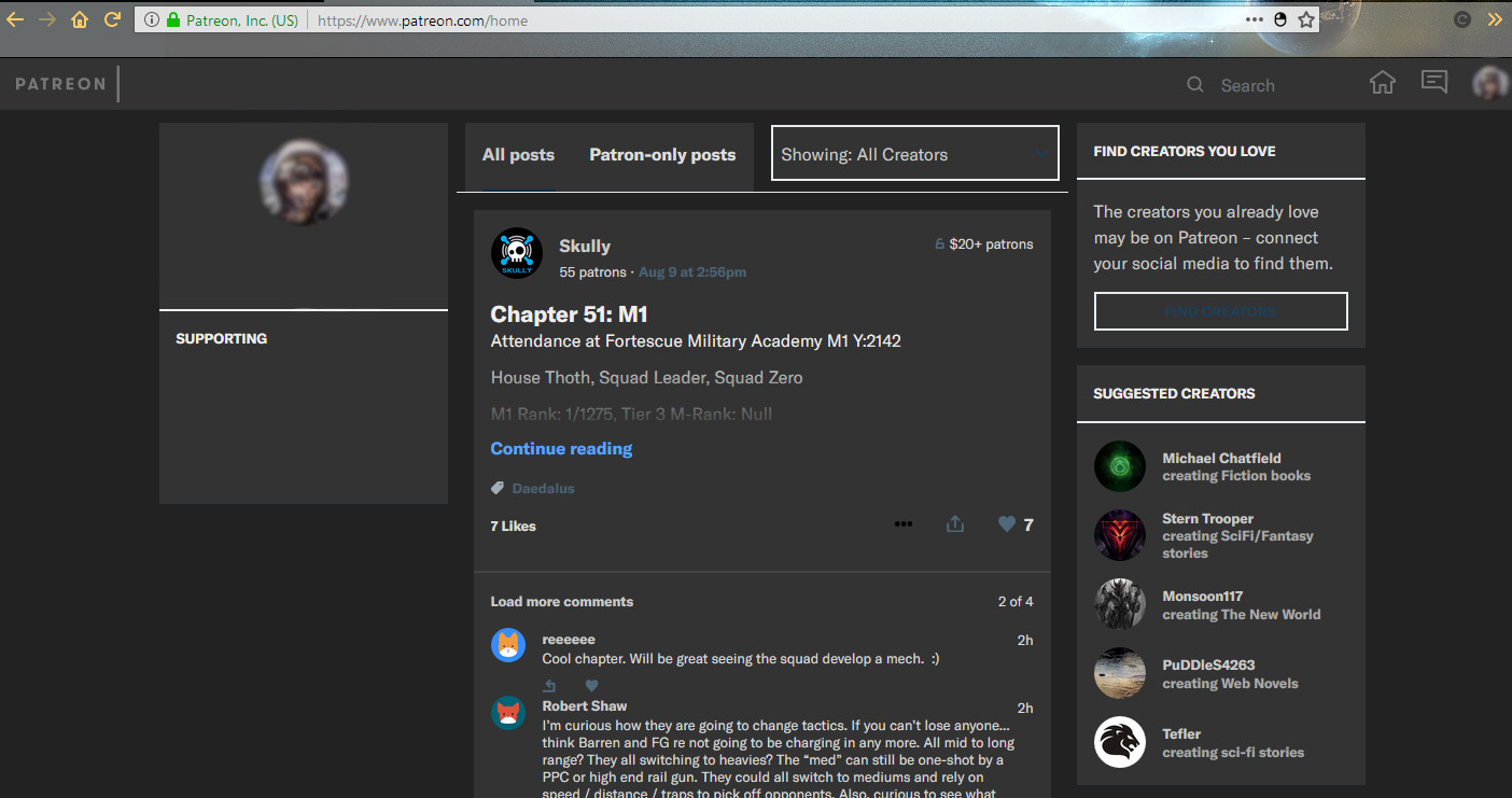 Patreon dark theme