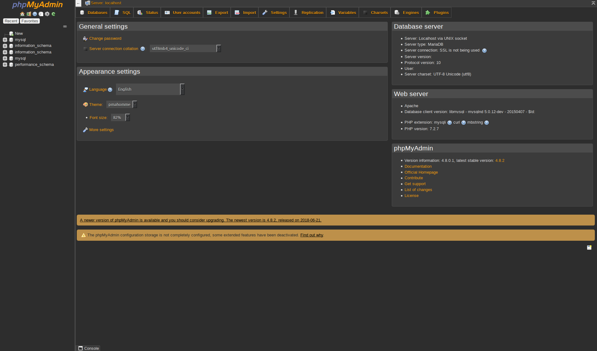 Night phpMyAdmin