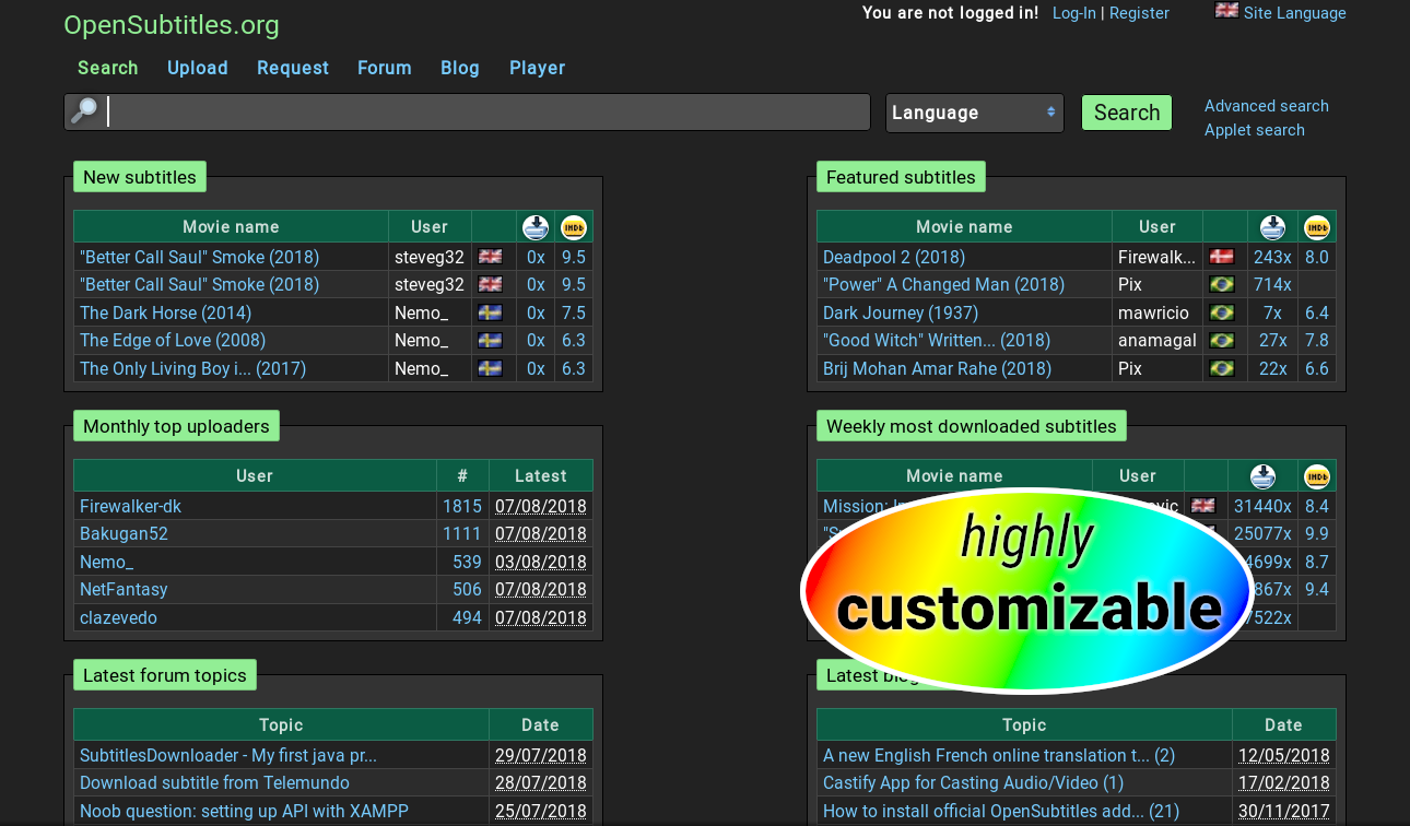 OpenSubtitles dark + fancy