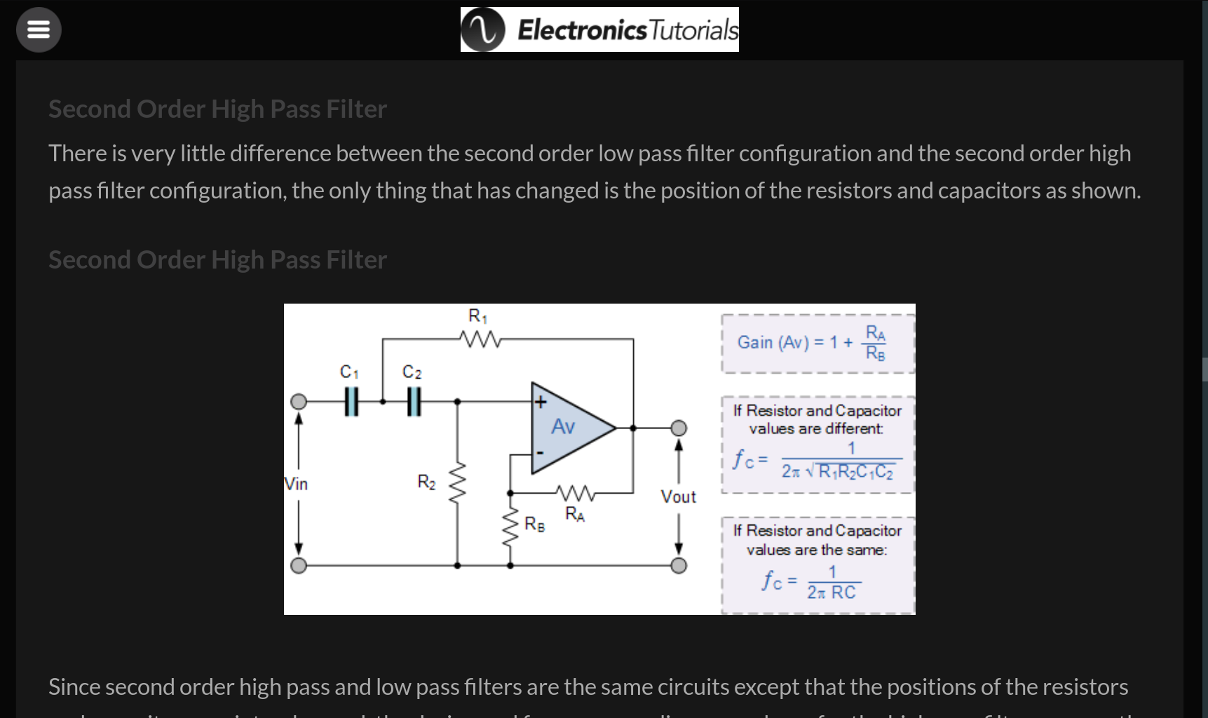 Electronics Tutorials Dark