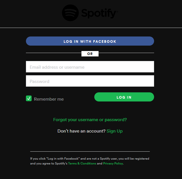 Dark Spotify Login Page