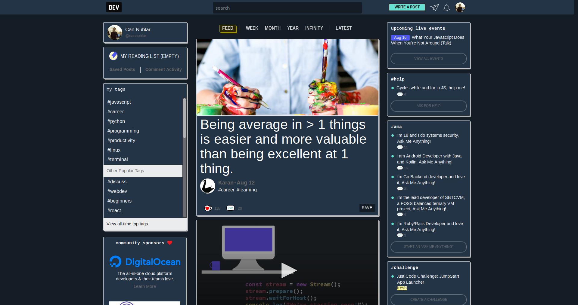 dev.to() Night Mode