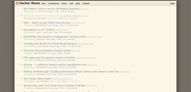 Hacker News - Solarish Theme