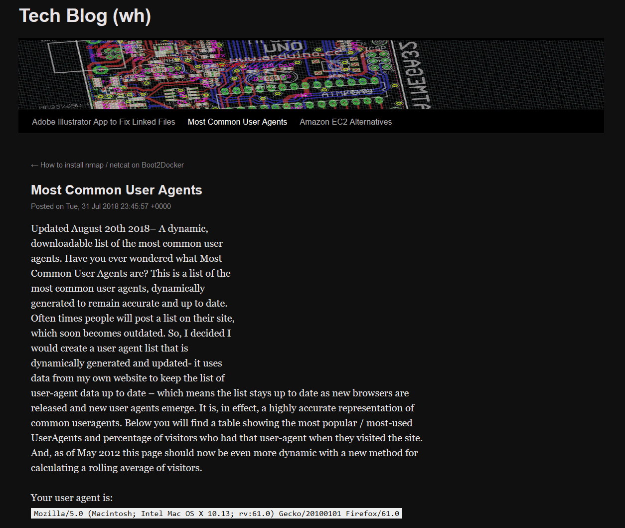 Dark Tech Blog - Most Common User Agents