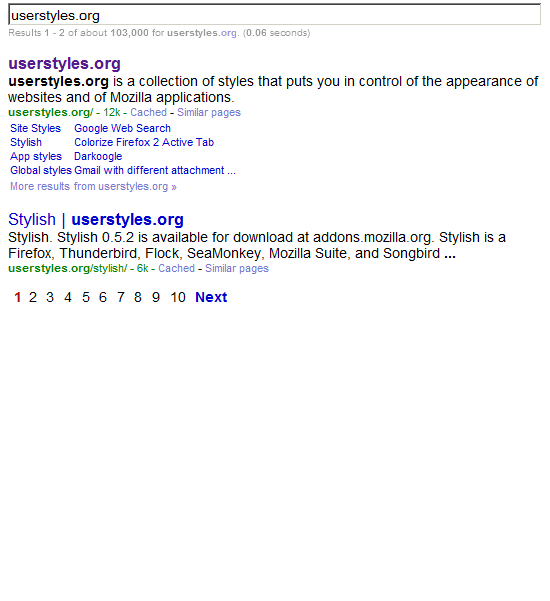 Google Text & Image: slim header, wide results