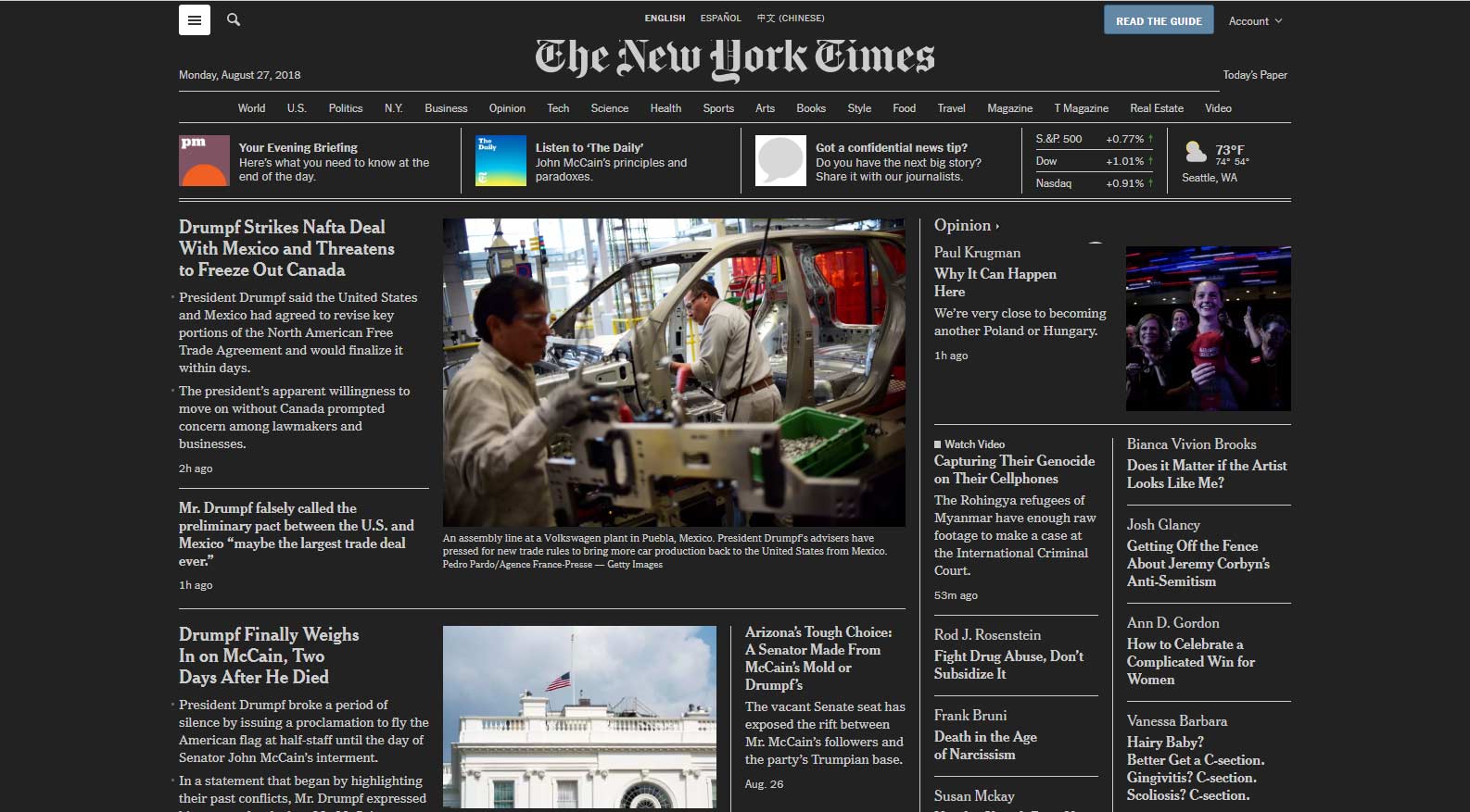 New York Times - Simple Dark (2018 edition)
