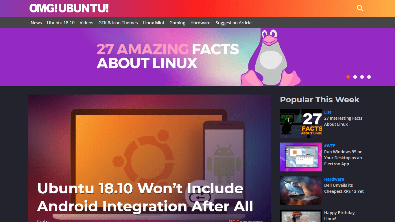 OMG! Ubuntu - Dark mode