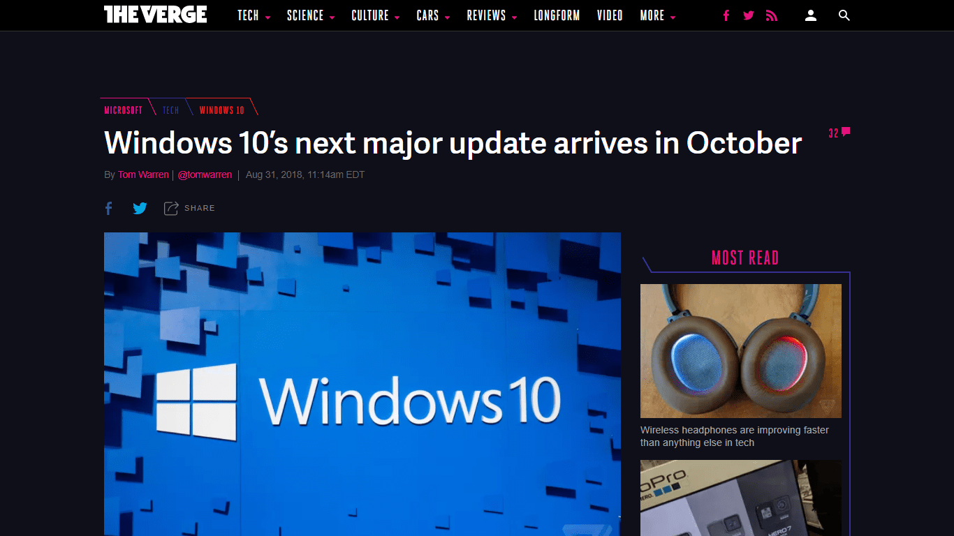 The Verge - Dark mode