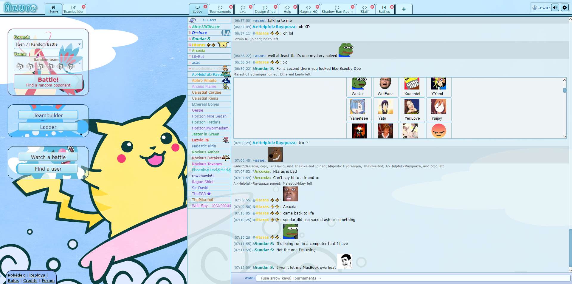 Azure Pokemon Showdown (Dark mode included)