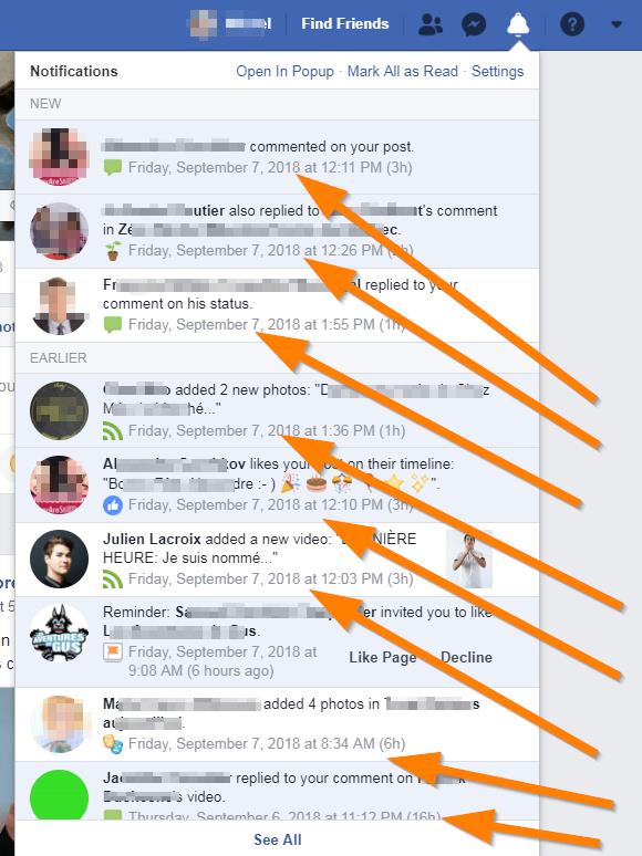 facebook.com  Show DateStamp Notification on each