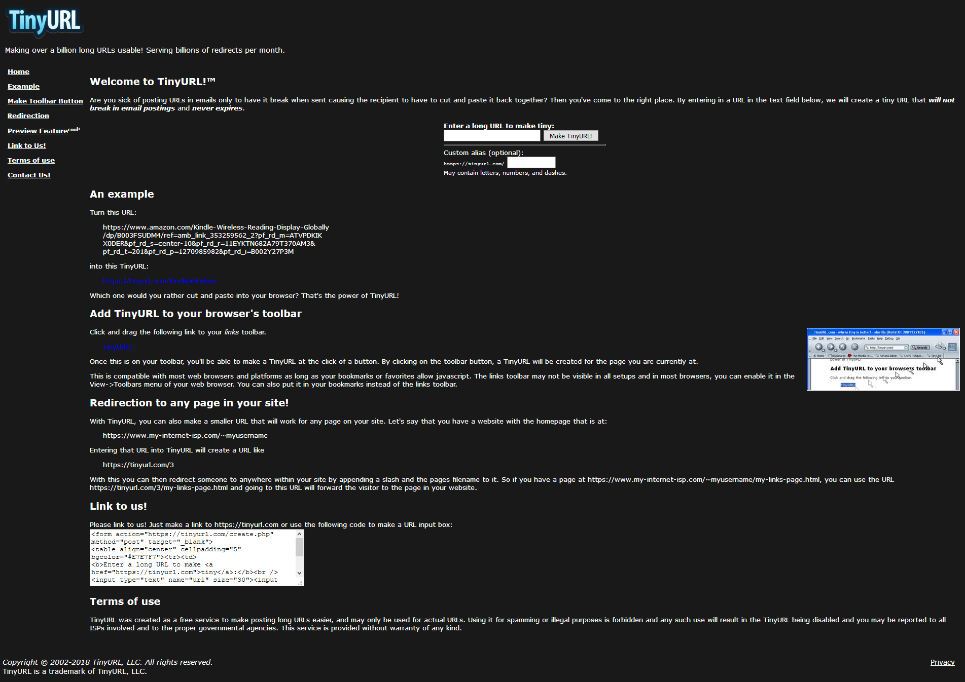TinyURL Dark Mode