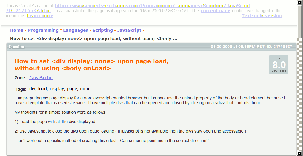 experts-exchange.com - cleanup google cache