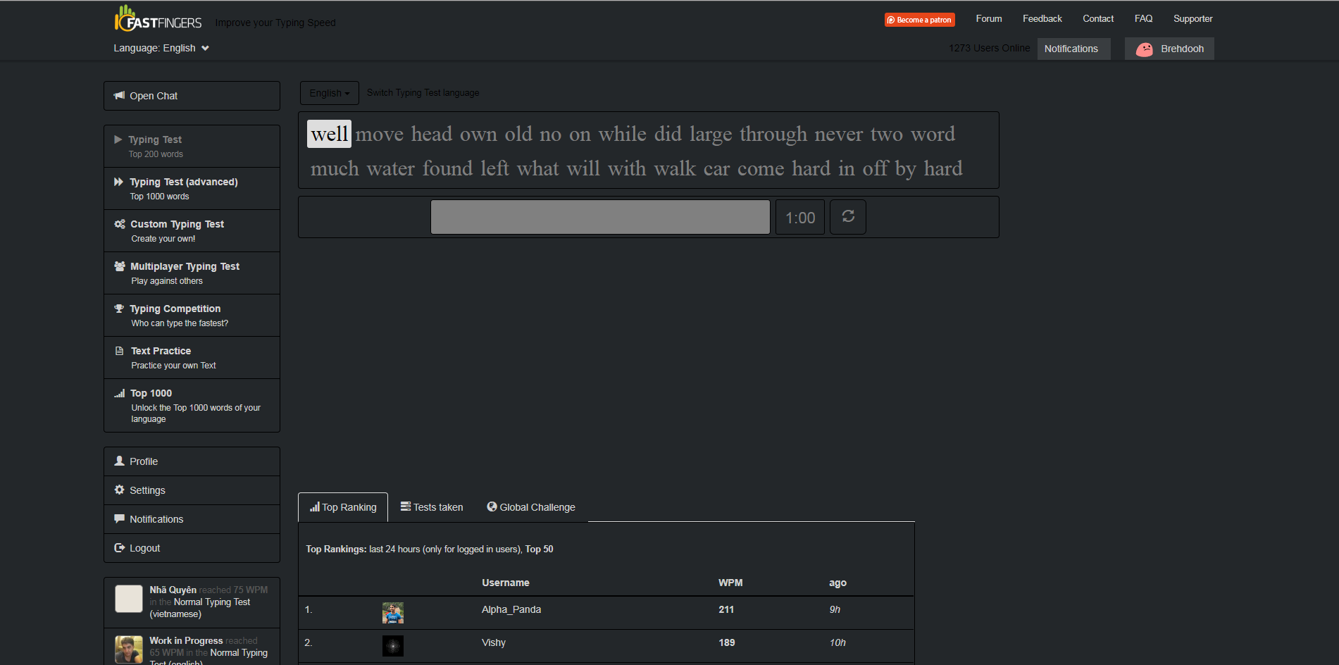10FastFingers Dark Mode - 10FF (Bruhdooh) v1.4