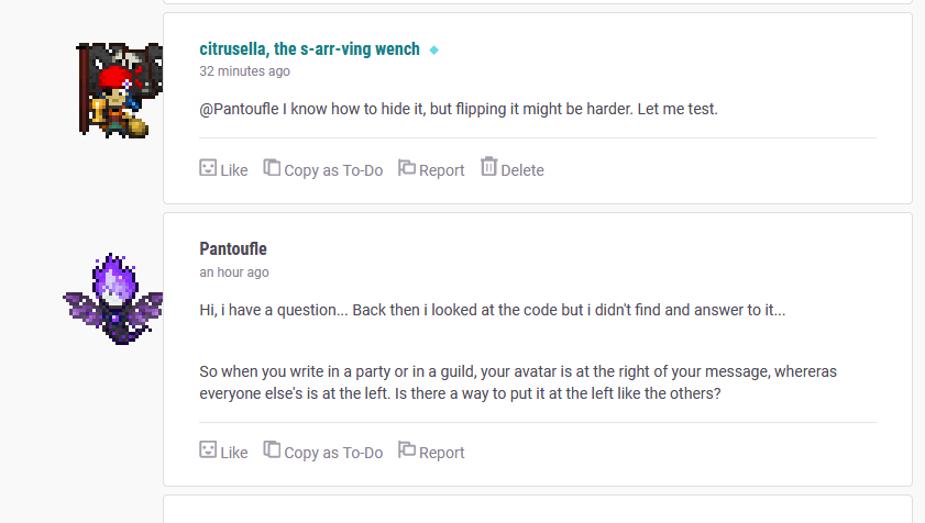 Habitica chat avatars all on the same side