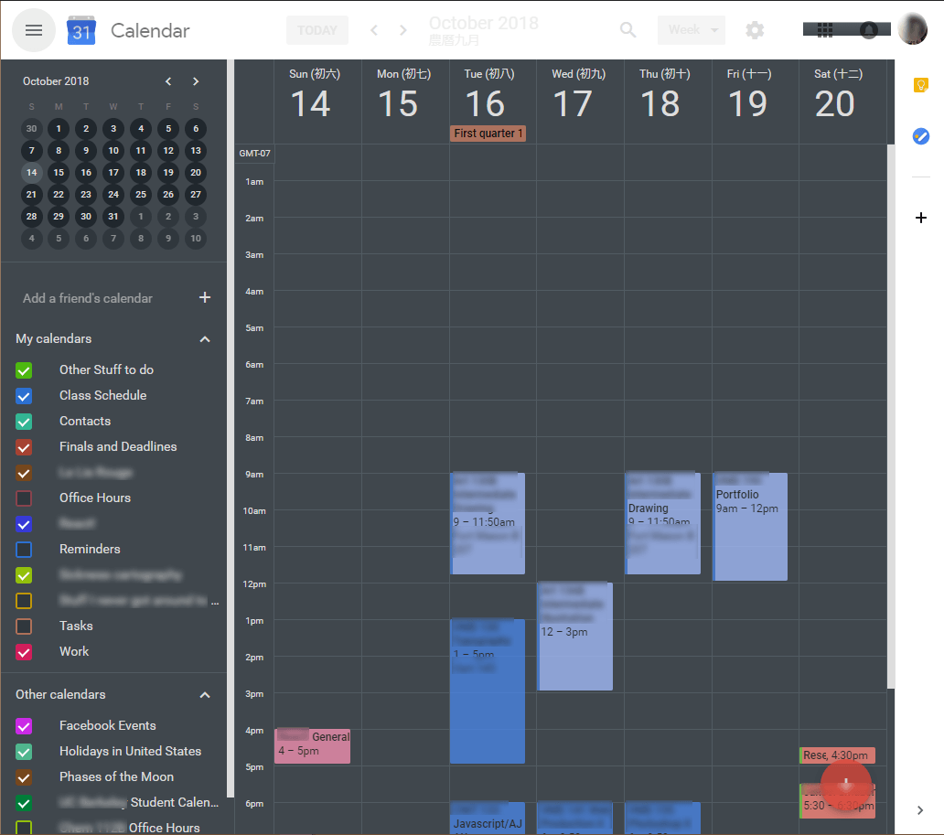Dark Google Calendar Redesign Tweaked