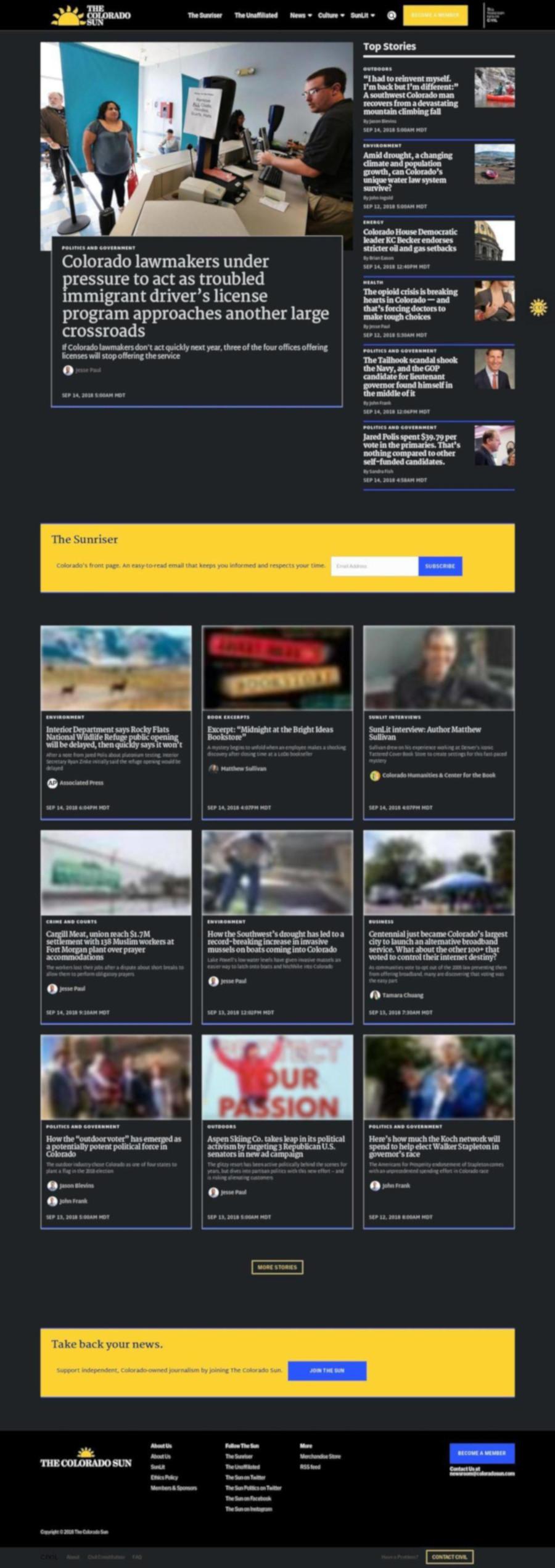 The Colorado Sun Dark Theme