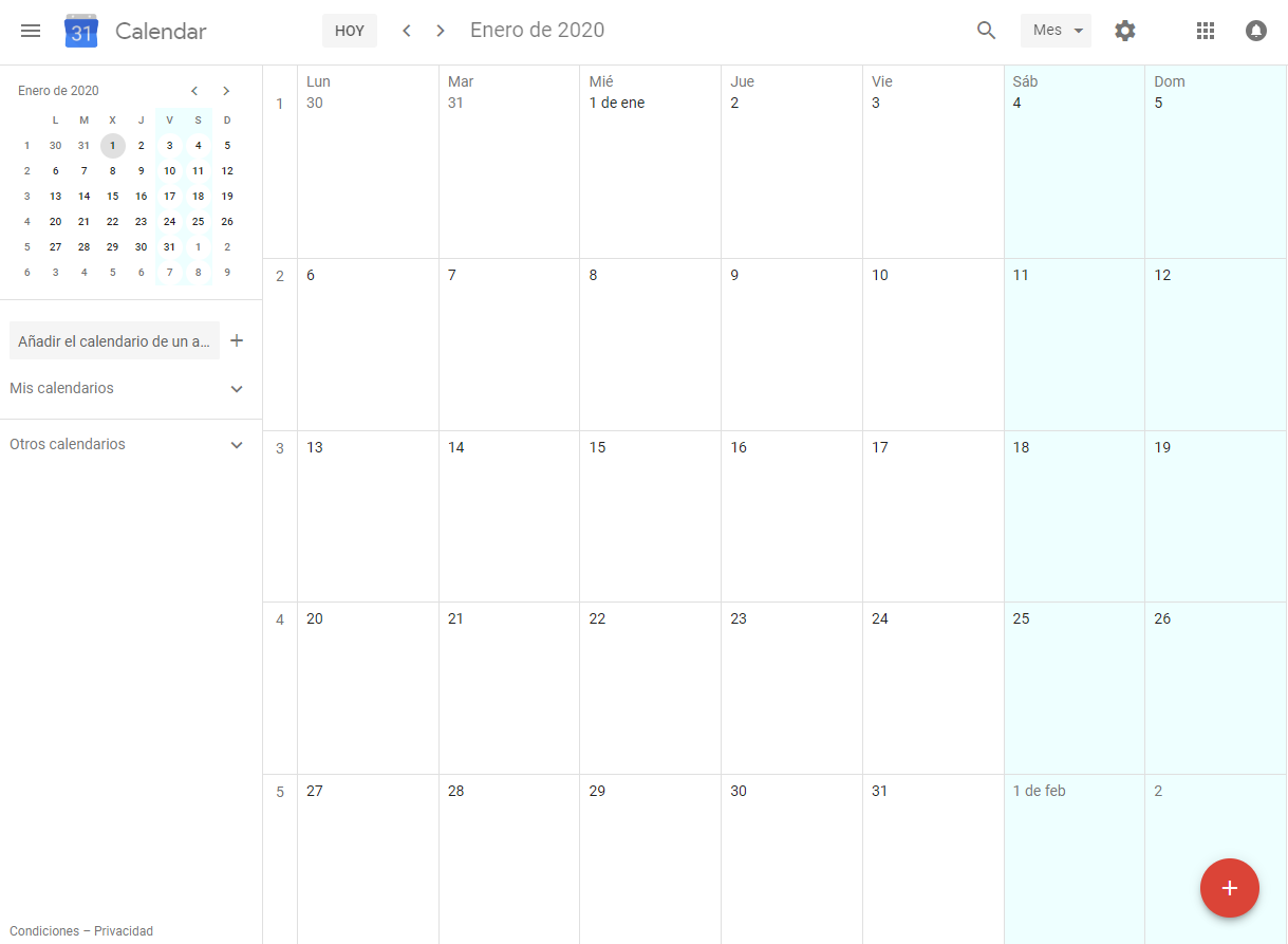 Google Calendar Colorize Weekend on Month View