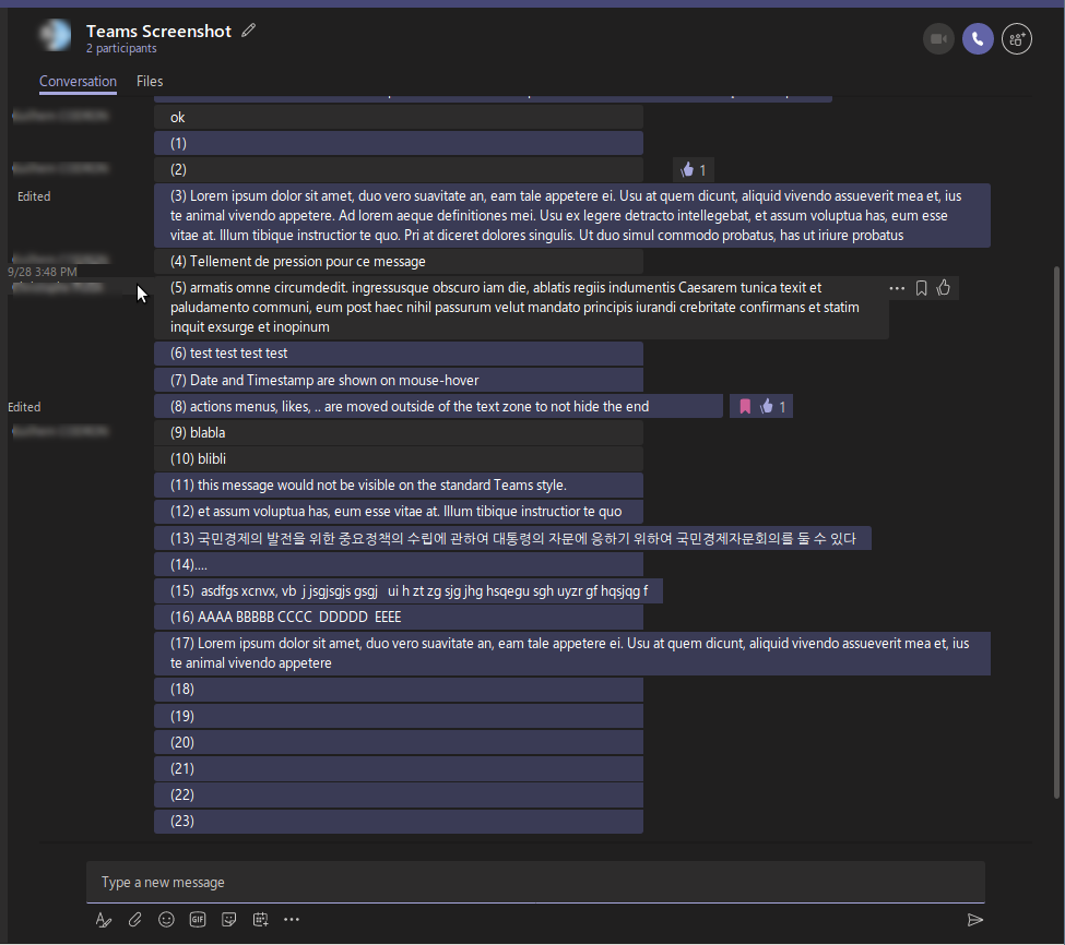 Condensed Microsoft Teams for Dark theme