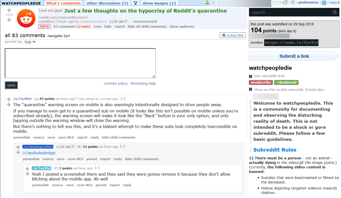 Hide the Quartine Marks on Quartined Subreddits