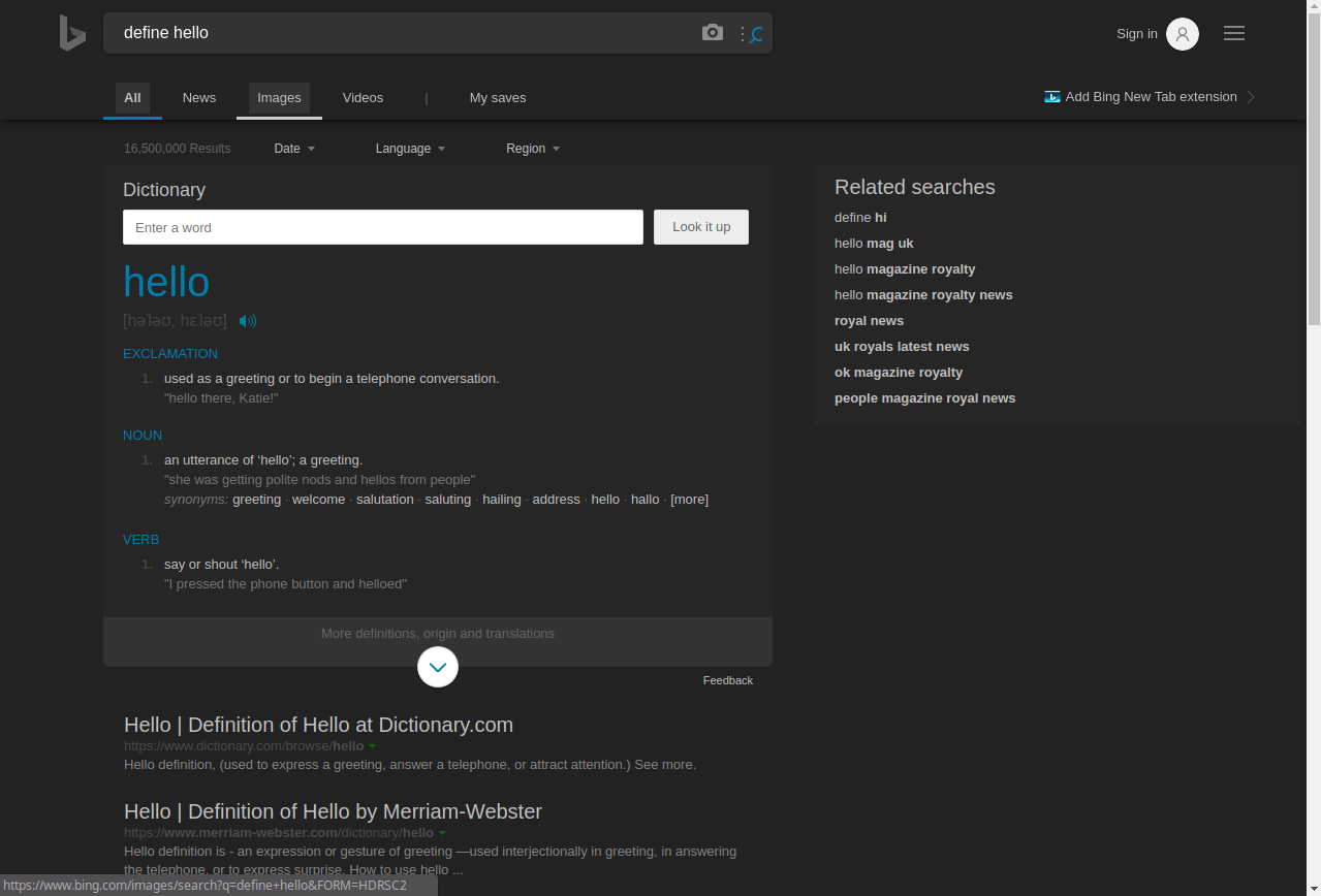 Bing Dark Theme