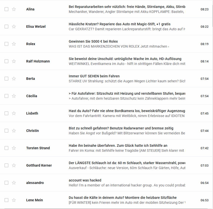 2018 GMail: Two rows and less bold