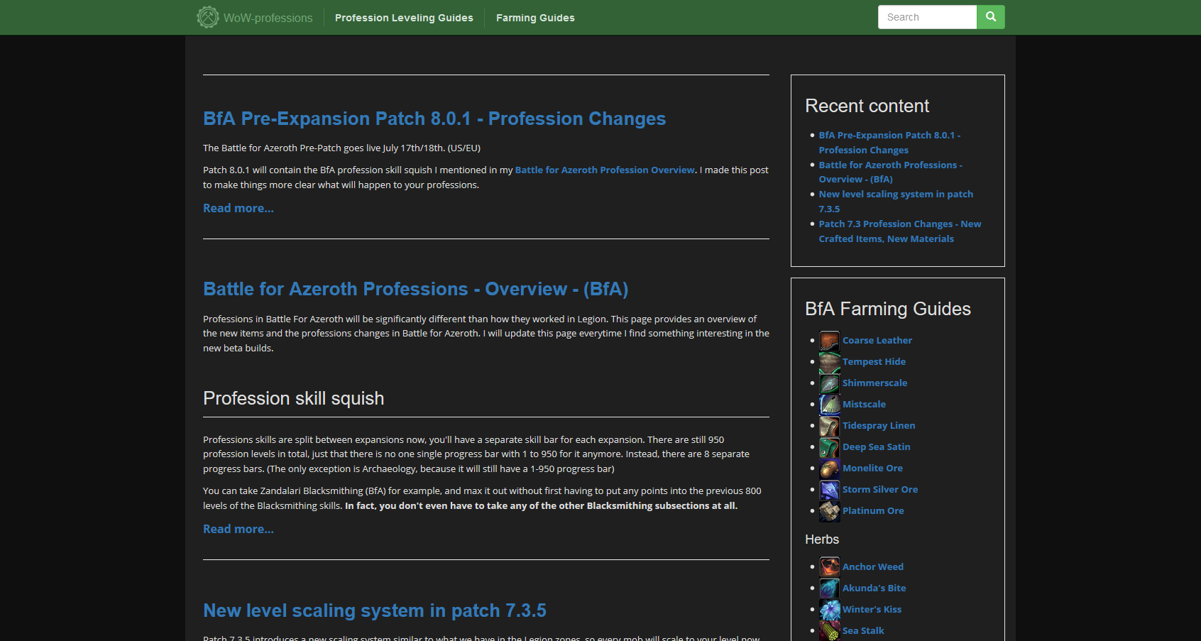 wow-professions.com [Dark][Clean]