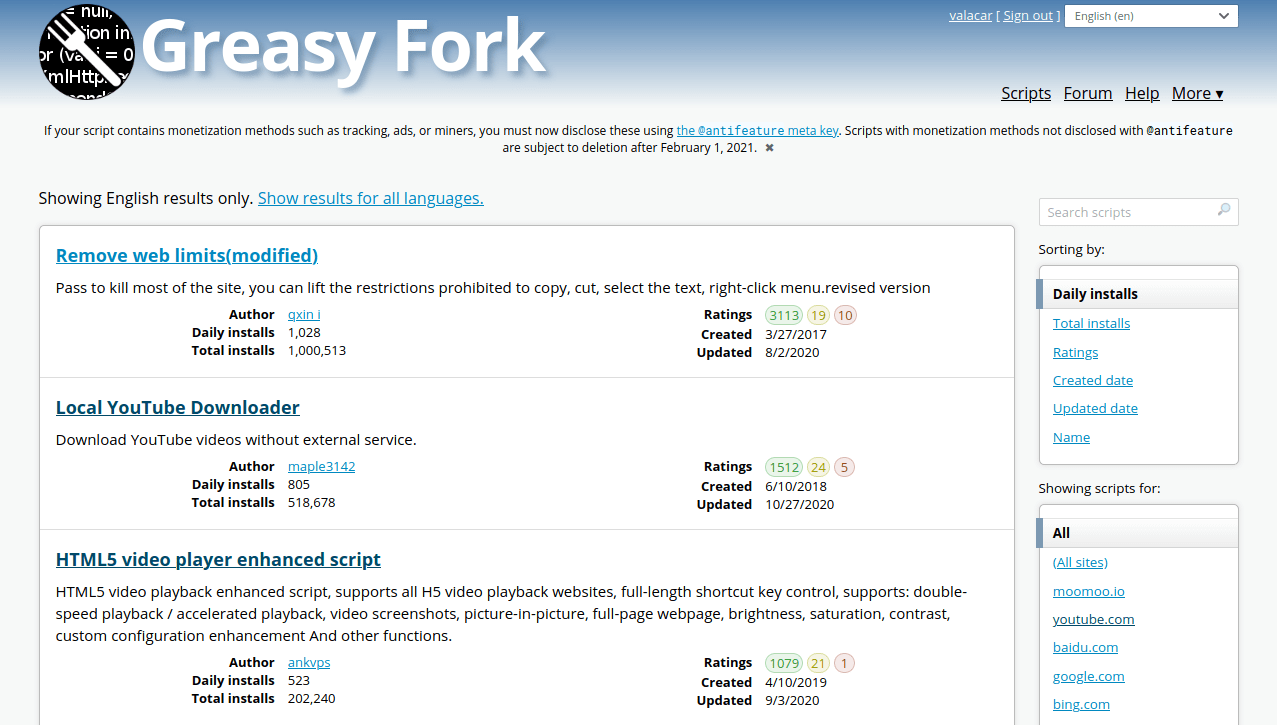 GreasyFork - Blue