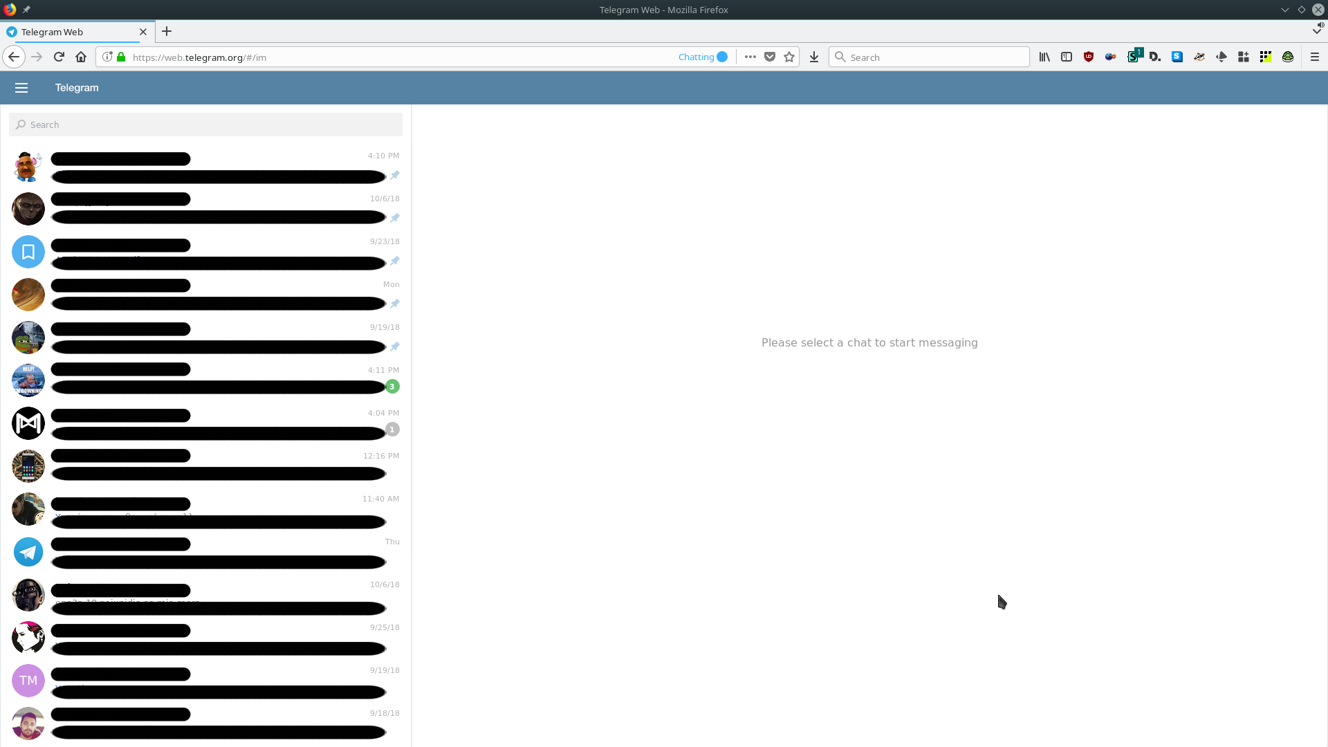 Telegram full-screen