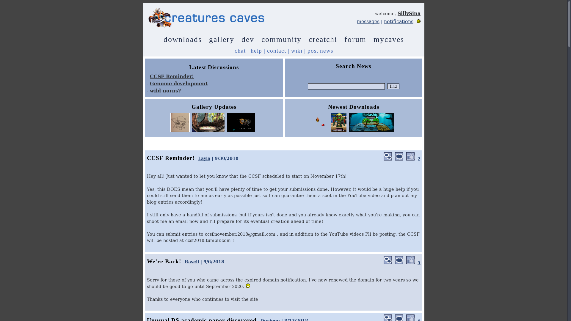Sina's Creatures Caves Modifications