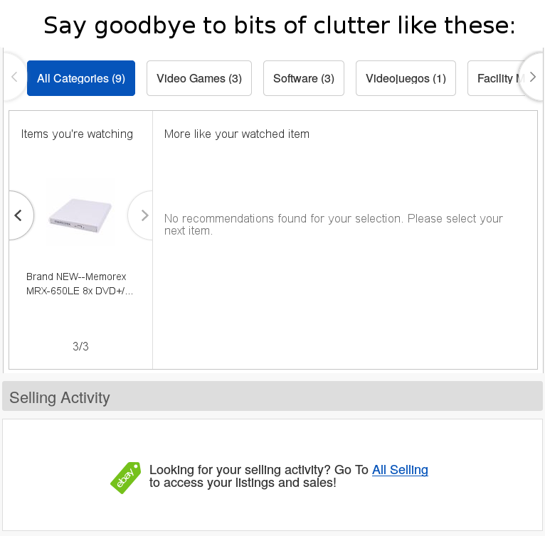 eBay - Remove Summary-view clutter