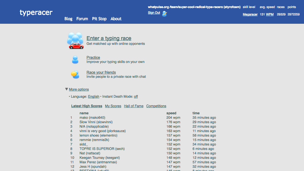 TypeRacer Cleaned