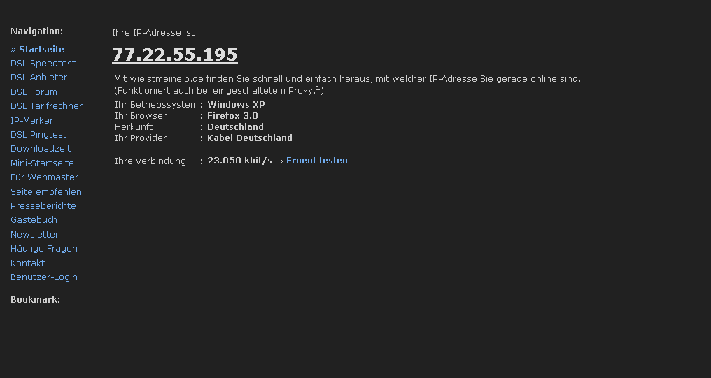 Dark Design for www.wieistmeineip.de