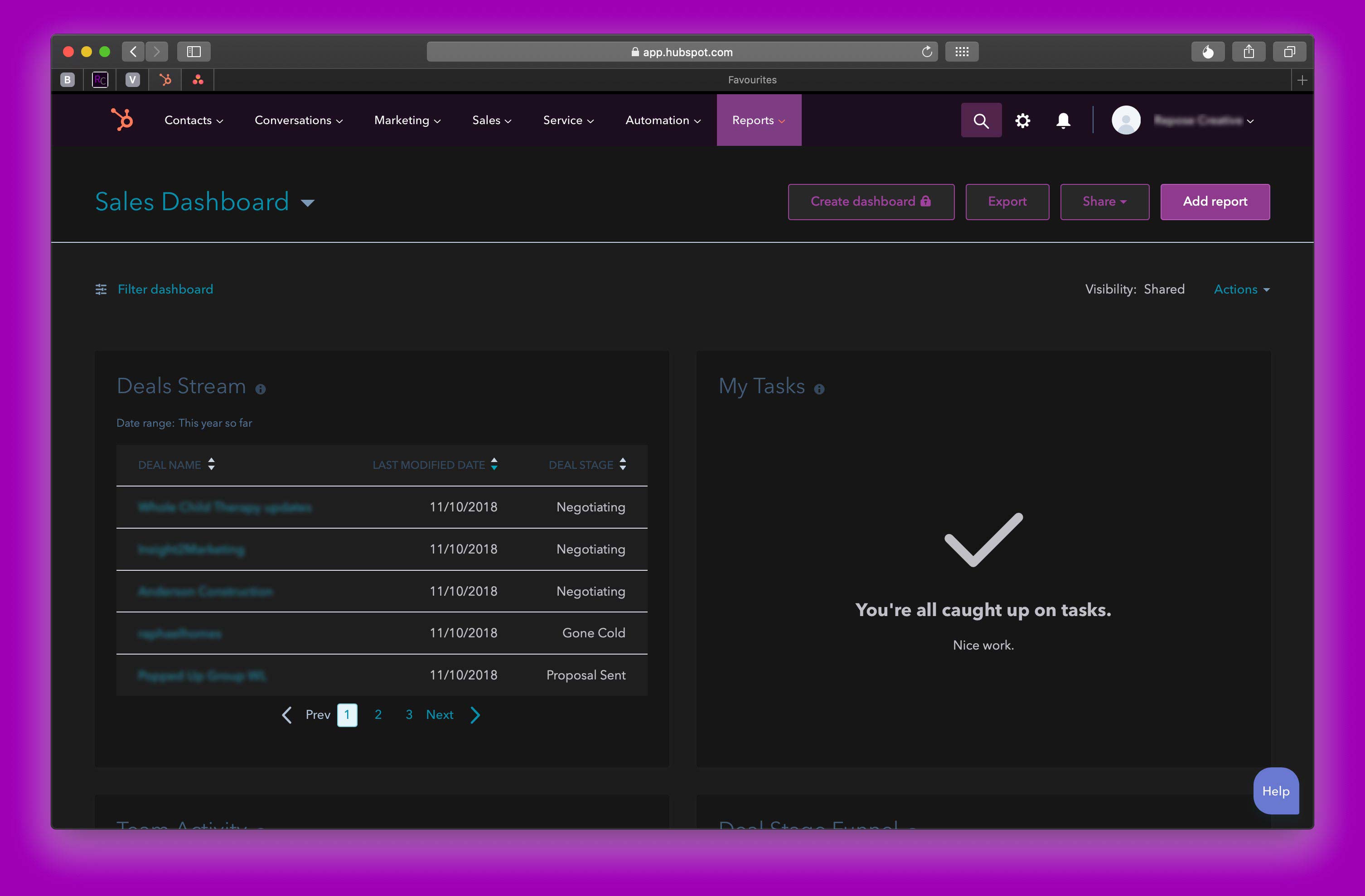 HubSpot CRM Dark
