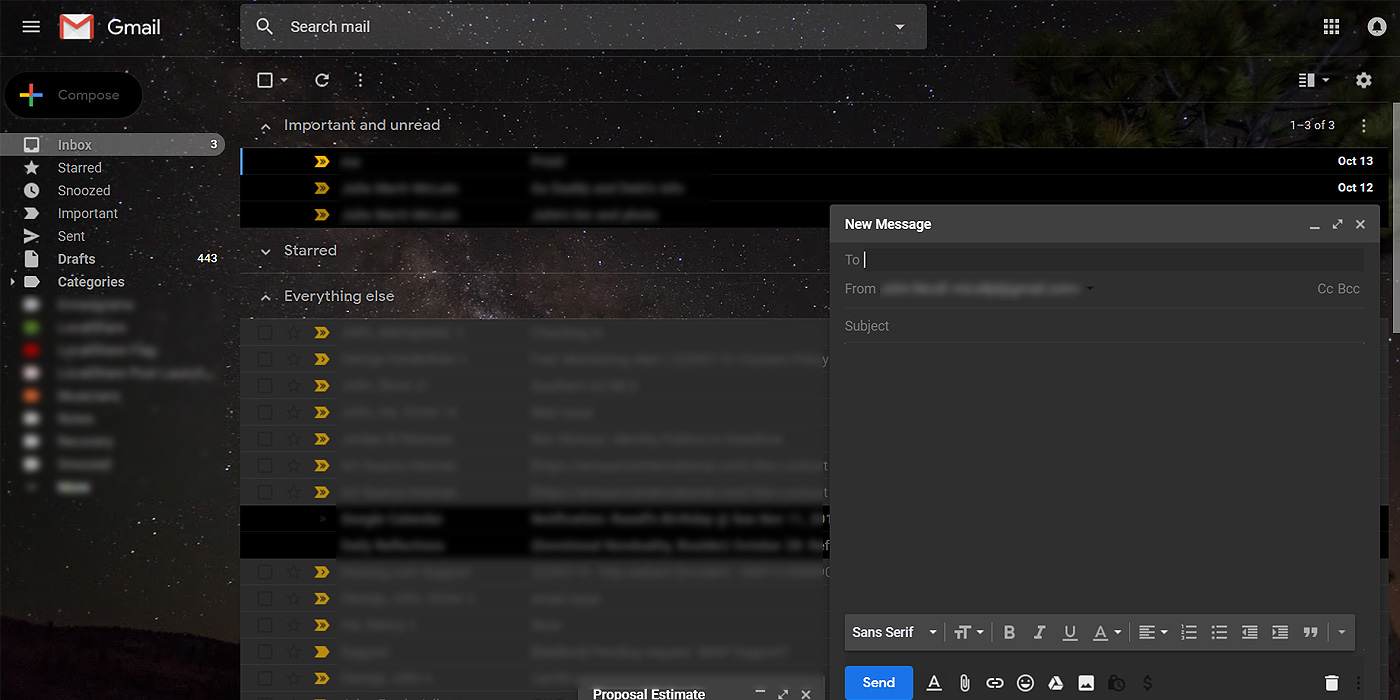 Gmail Dark Theme 2019