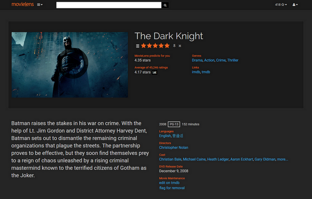 MovieLens Dark Theme