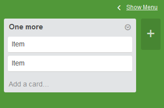 Trello - Plus icon for Add a new list