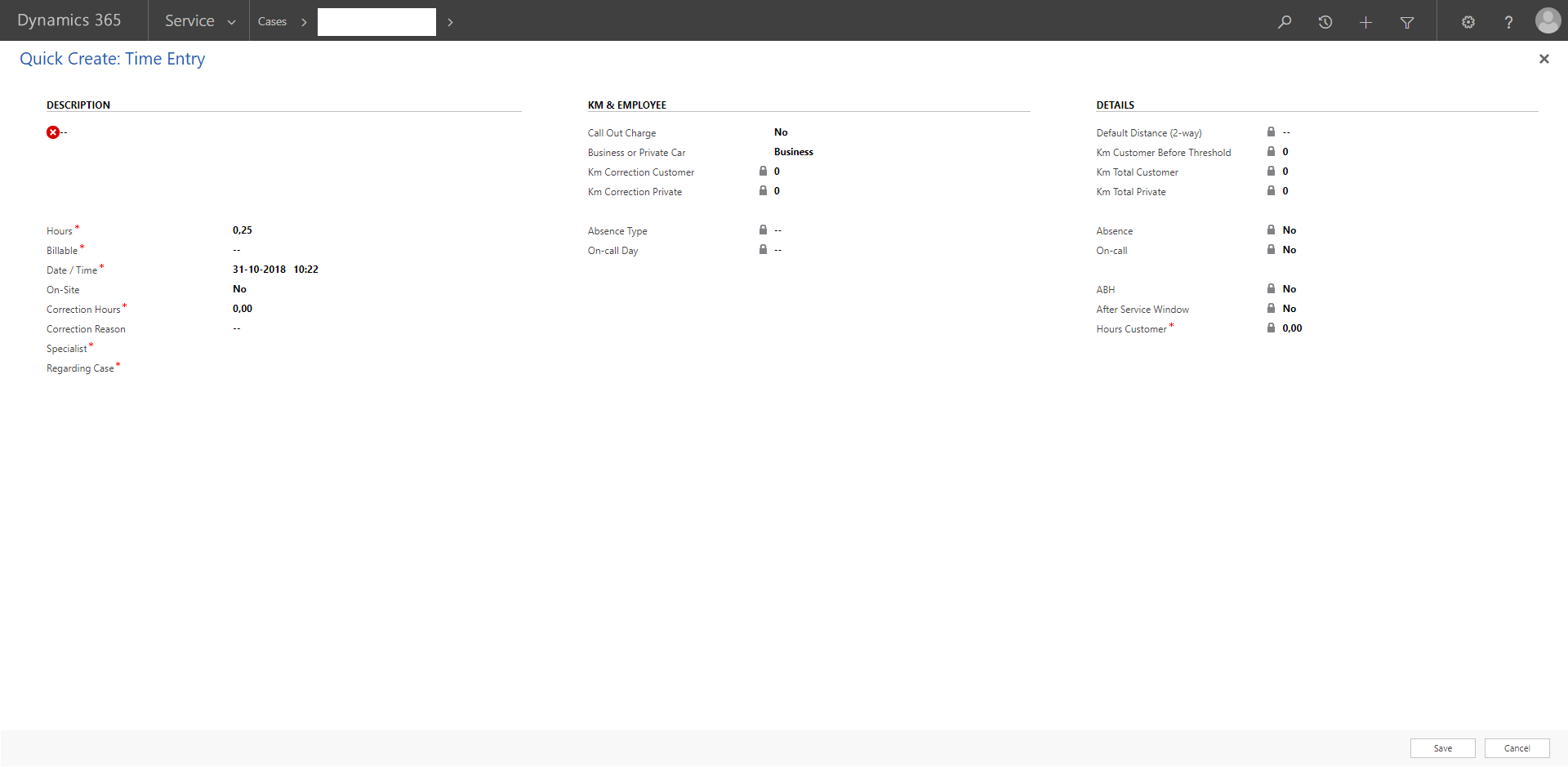 Microsoft Dynamics 365 small time entry window fix