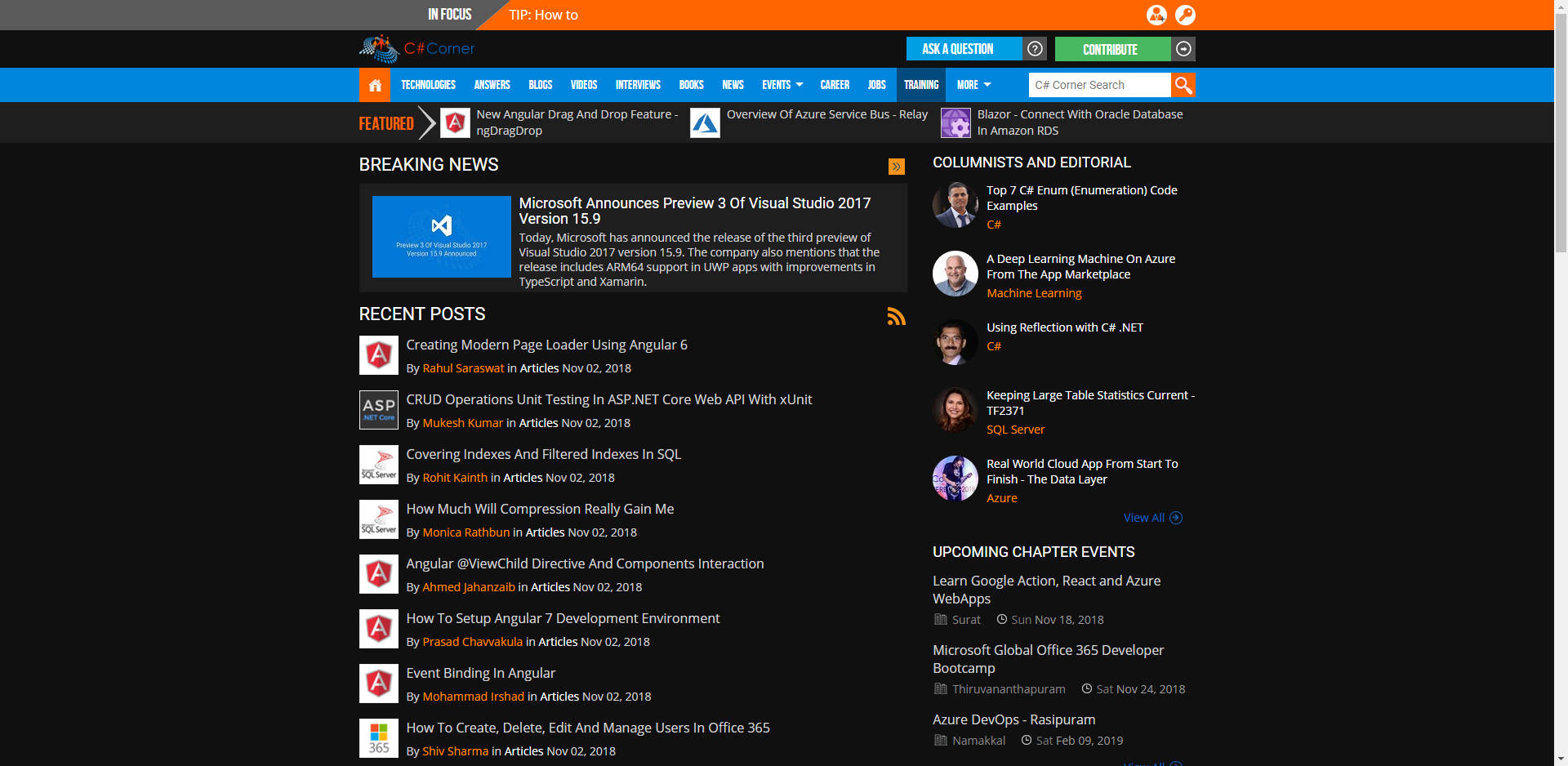 C-Sharp Corner Dark Theme