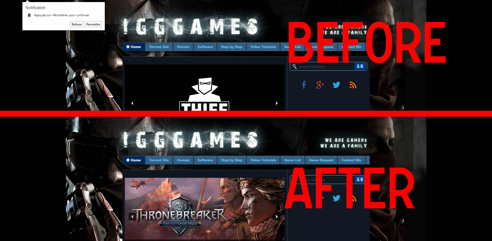 Hide PopUp on the top left on IGGGAMES