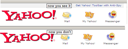 Remove "Get Yahoo Toolbar" from yahoo.com