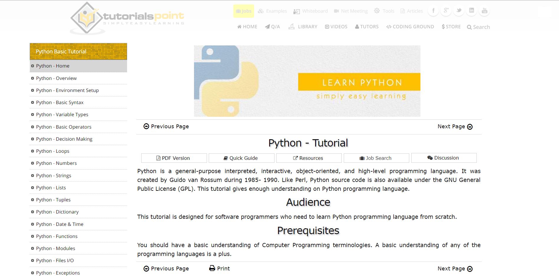 TutorialsPoint Minima