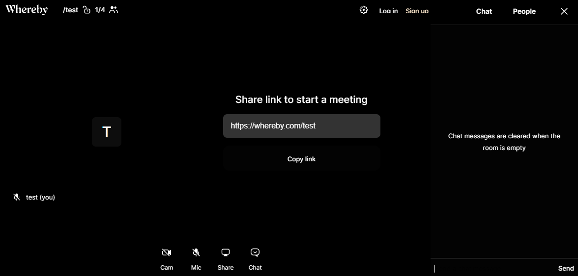 whereby.com Minimal Dark Theme